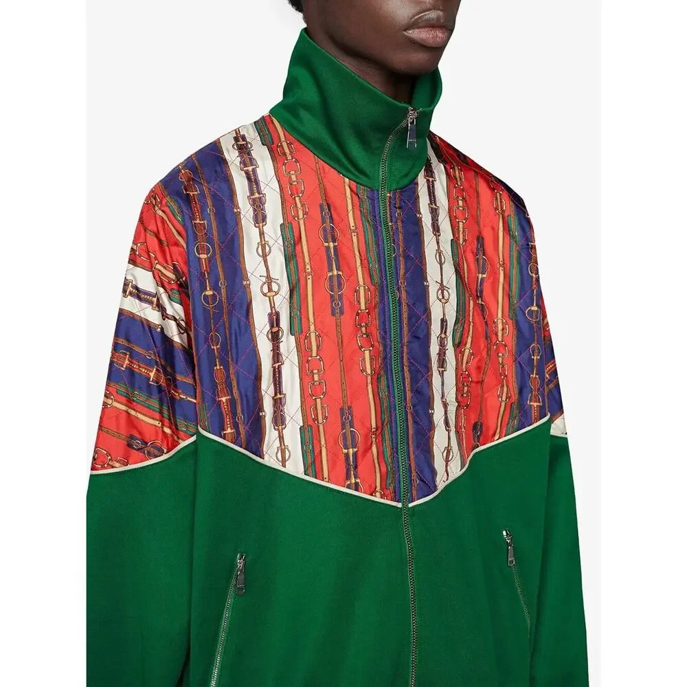 NWT Gucci Bi-Material Oversized Gancini Belt Print Zip Jacket Size M $2980.00
